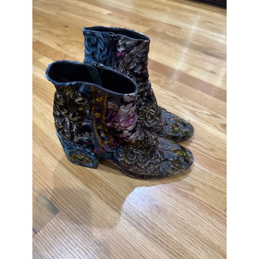 STRATEGIA Velvet Brocade Patchwork Boho Festival Ankle Boots Whimsygoth 39.5